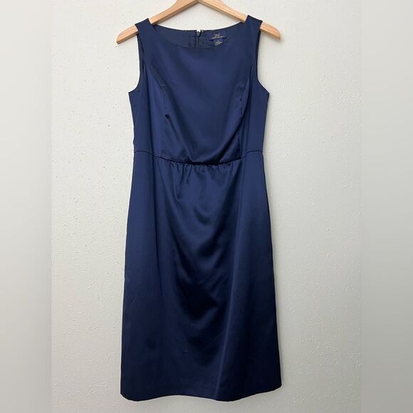 Brooks Brothers Dresses & Skirts - Brooks Brothers Navy Silk Blend Satin Sheath Dress Size 4